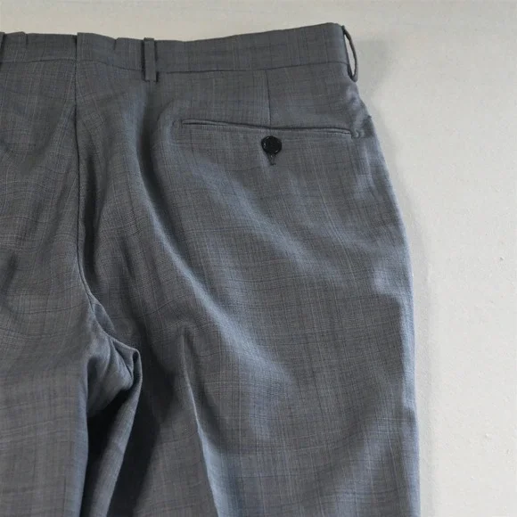 Jos A Bank 43L 36x34 Light Blue Glenn Check 100% Wool Gordon Mens Suit